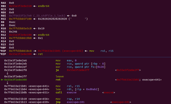 Register dump on exit